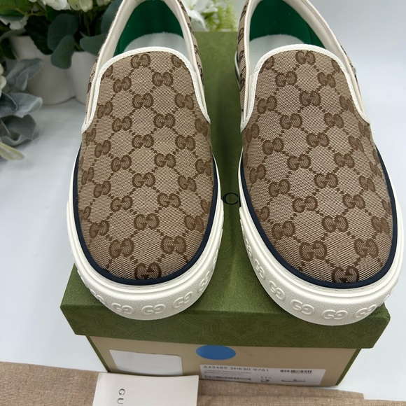 Men's Gucci Supreme GG canvas slip on sneakers size 11.5 made in Italy - Picture 3 of 10